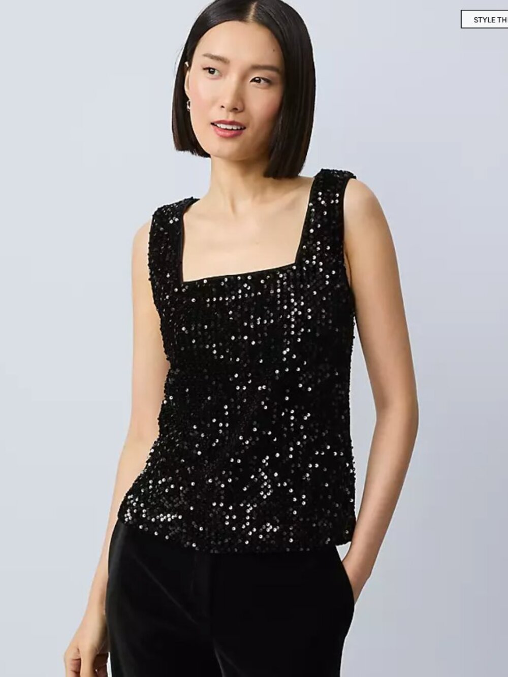 Ann Taylor Black Sequin Tank Top